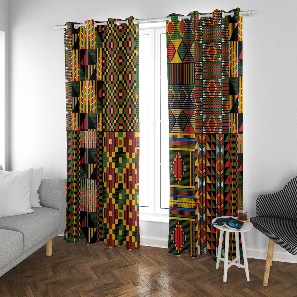 African American Quilt Kente Fusion Window Curtain Version 2
