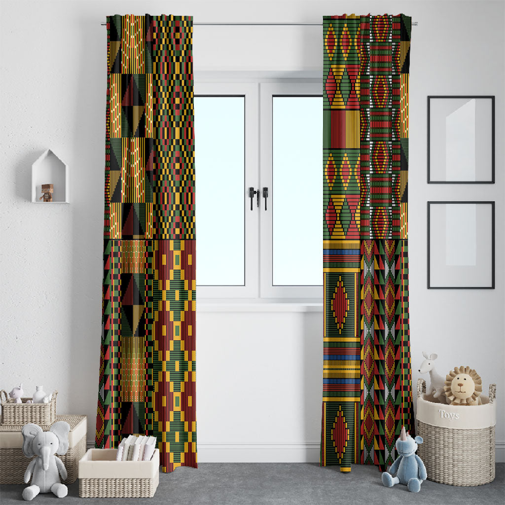 African American Quilt Kente Fusion Window Curtain Version 2