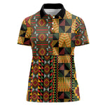 African American Quilt Kente Fusion Women Polo Shirt Version 2