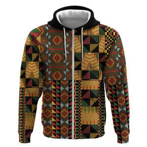 African American Quilt Kente Fusion Zip Hoodie Version 2