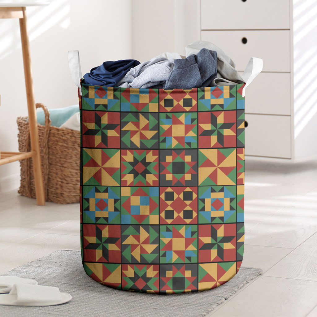 African American Quilt Inspired Laundry Basket Freedom Quilt Symbolic Patchwork