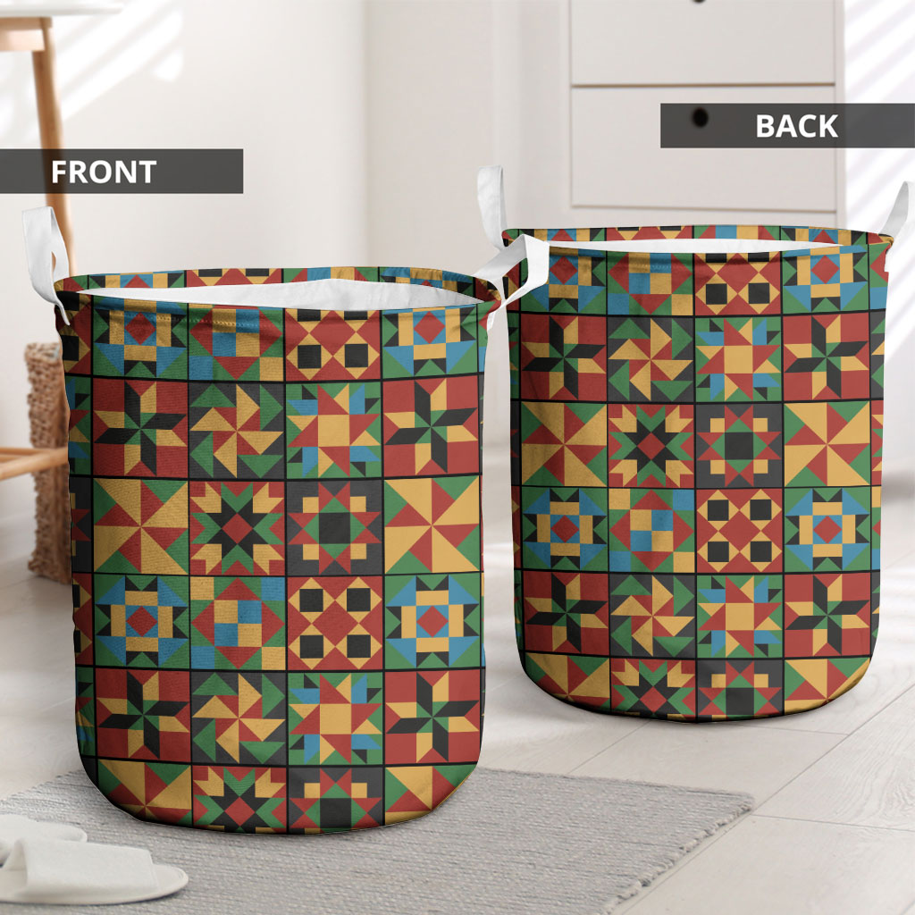 African American Quilt Inspired Laundry Basket Freedom Quilt Symbolic Patchwork