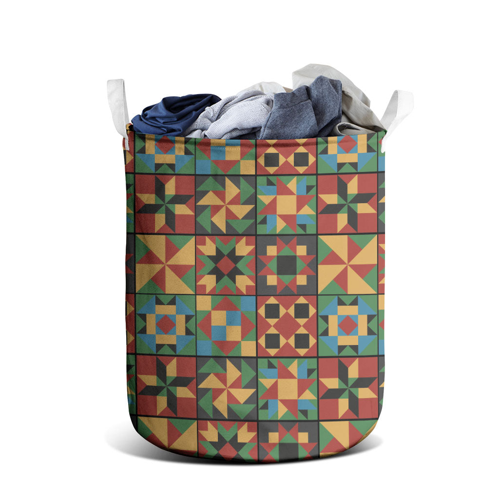 African American Quilt Inspired Laundry Basket Freedom Quilt Symbolic Patchwork