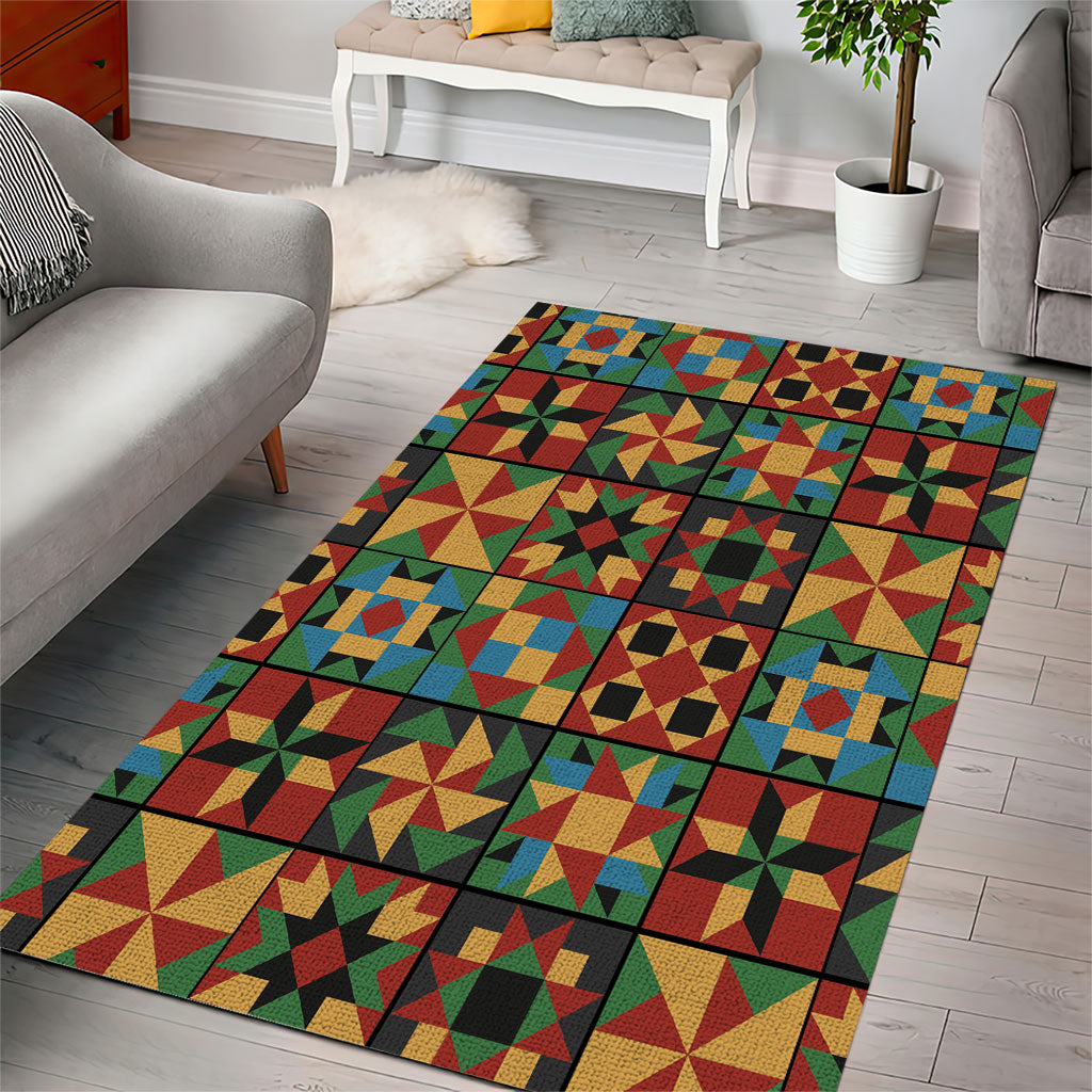 African American Quilt Inspired Area Rug Freedom Quilt Symbolic Patchwork