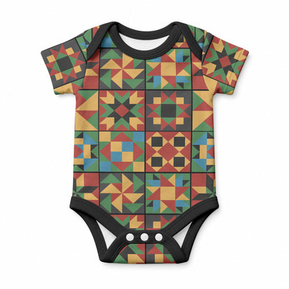 African American Quilt Inspired Baby Onesie Freedom Quilt Symbolic Patchwork