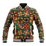 African American Quilt Inspired Baseball Jacket Freedom Quilt Symbolic Patchwork
