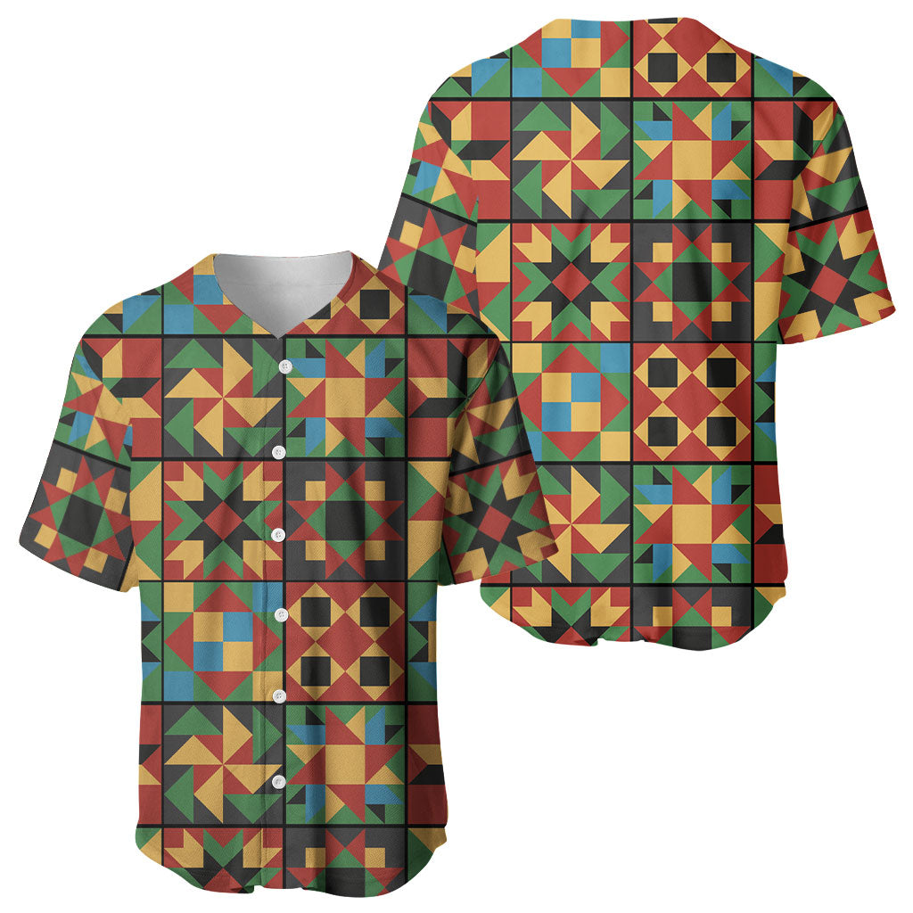 African American Quilt Inspired Baseball Jersey Freedom Quilt Symbolic Patchwork