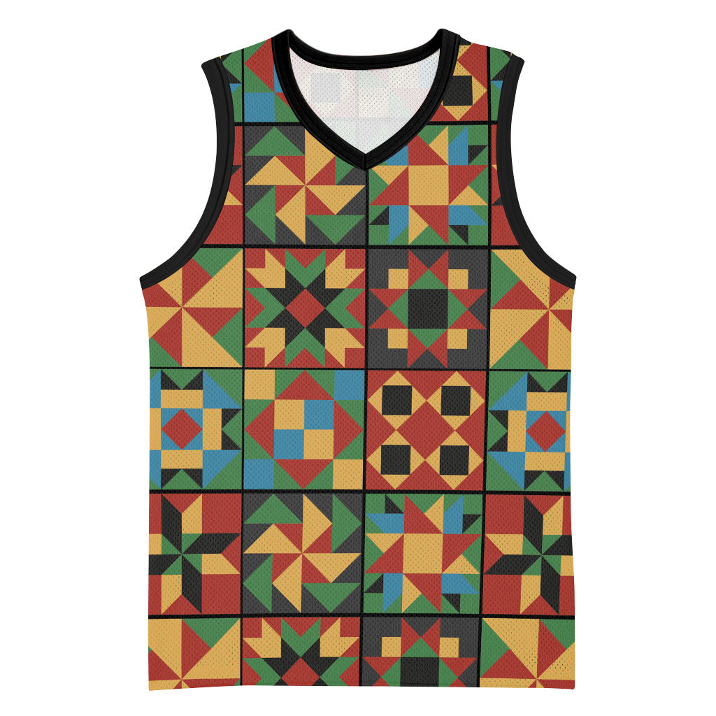 African American Quilt Inspired Basketball Jersey Freedom Quilt Symbolic Patchwork