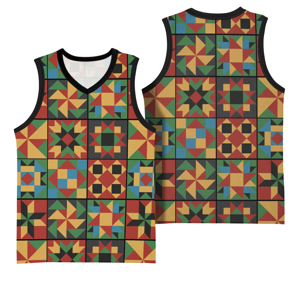 African American Quilt Inspired Basketball Jersey Freedom Quilt Symbolic Patchwork
