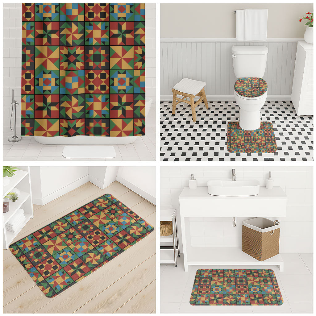 African American Quilt Inspired Bathroom Set Freedom Quilt Symbolic Patchwork