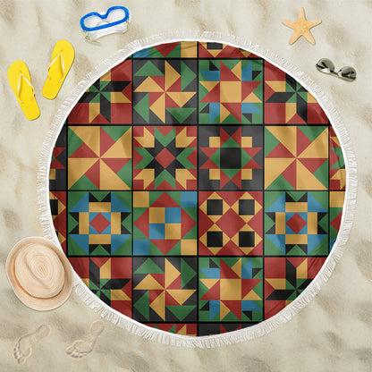 African American Quilt Inspired Beach Blanket Freedom Quilt Symbolic Patchwork