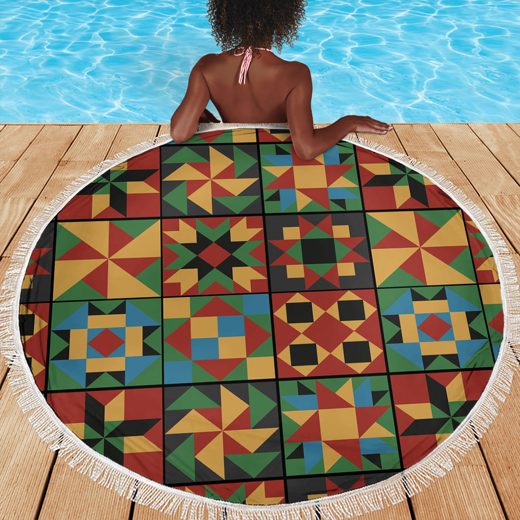 African American Quilt Inspired Beach Blanket Freedom Quilt Symbolic Patchwork