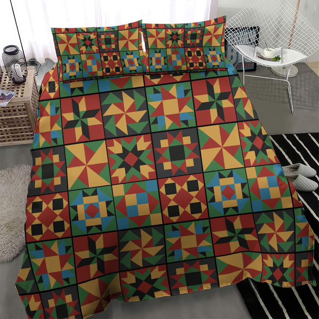 African American Quilt Inspired Bedding Set Freedom Quilt Symbolic Patchwork