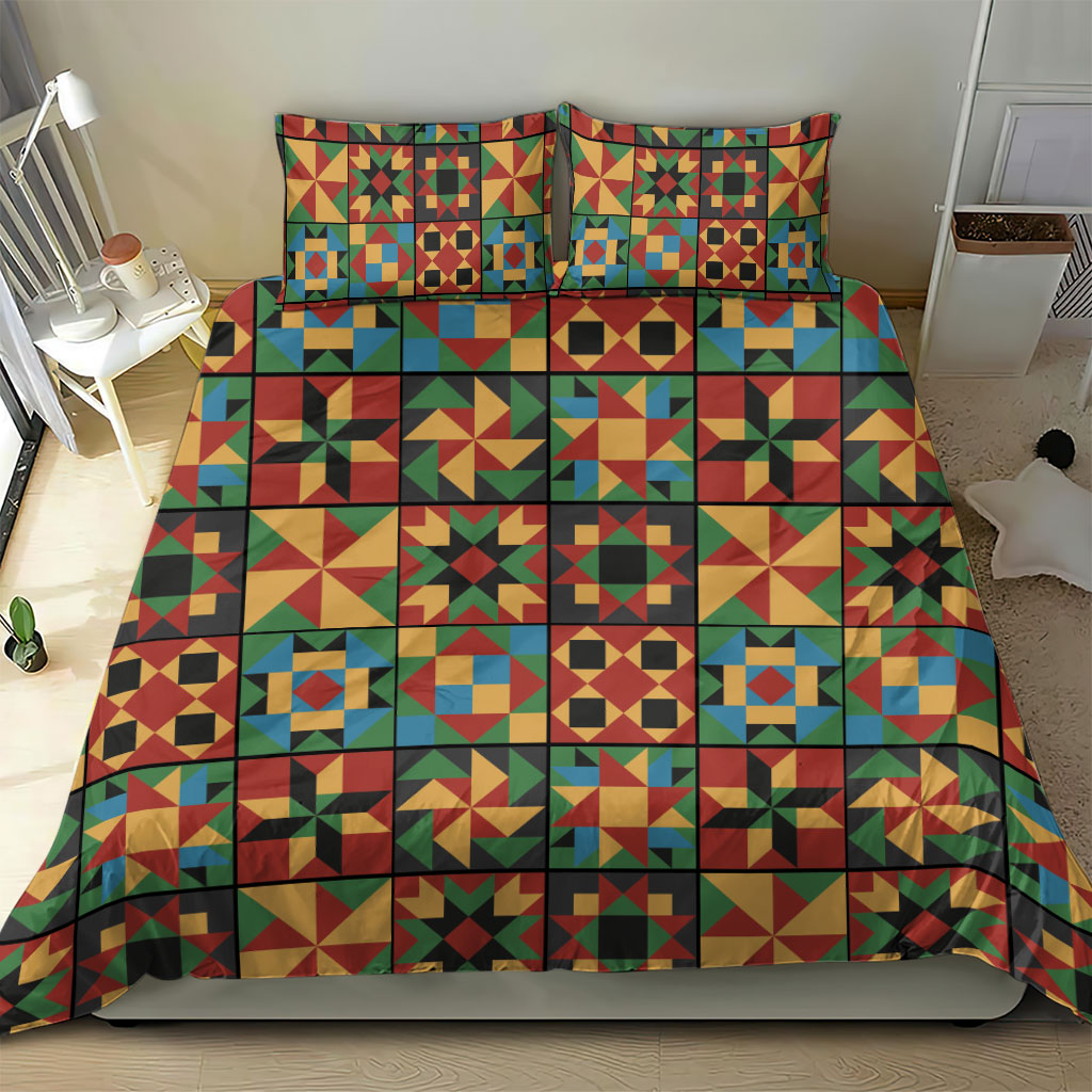 African American Quilt Inspired Bedding Set Freedom Quilt Symbolic Patchwork