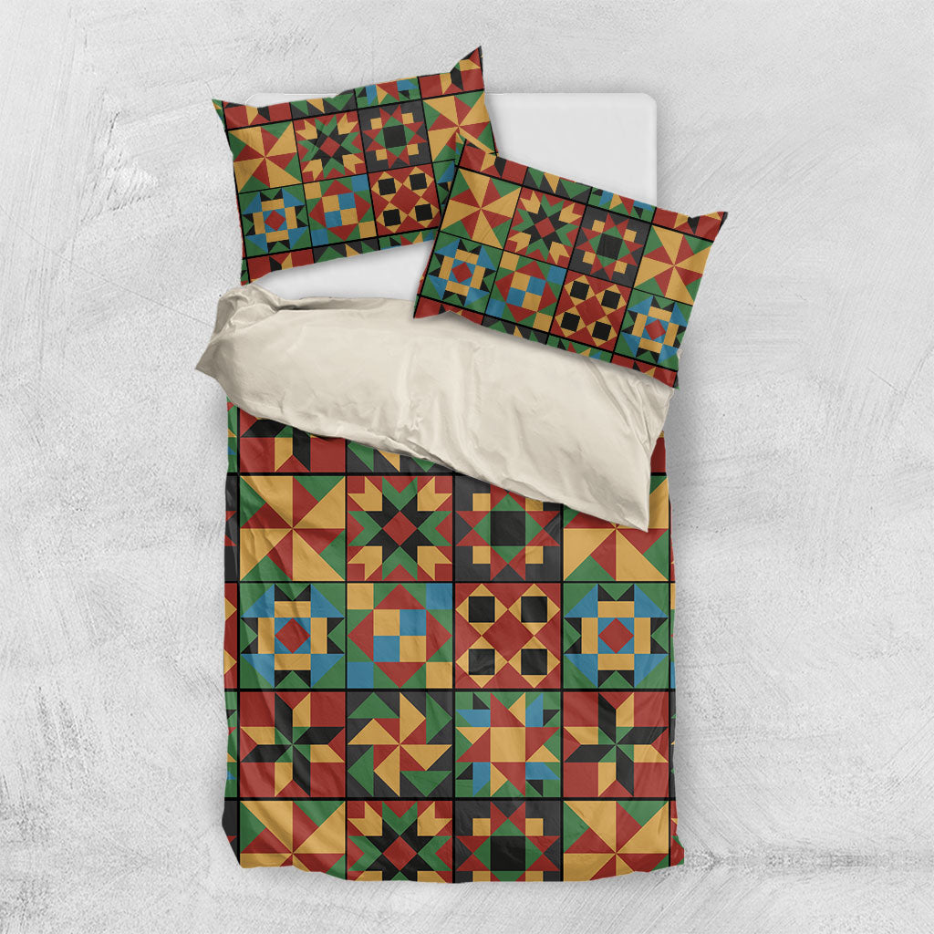 African American Quilt Inspired Bedding Set Freedom Quilt Symbolic Patchwork