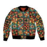 African American Quilt Inspired Bomber Jacket Freedom Quilt Symbolic Patchwork
