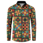 African American Quilt Inspired Button Sweatshirt Freedom Quilt Symbolic Patchwork