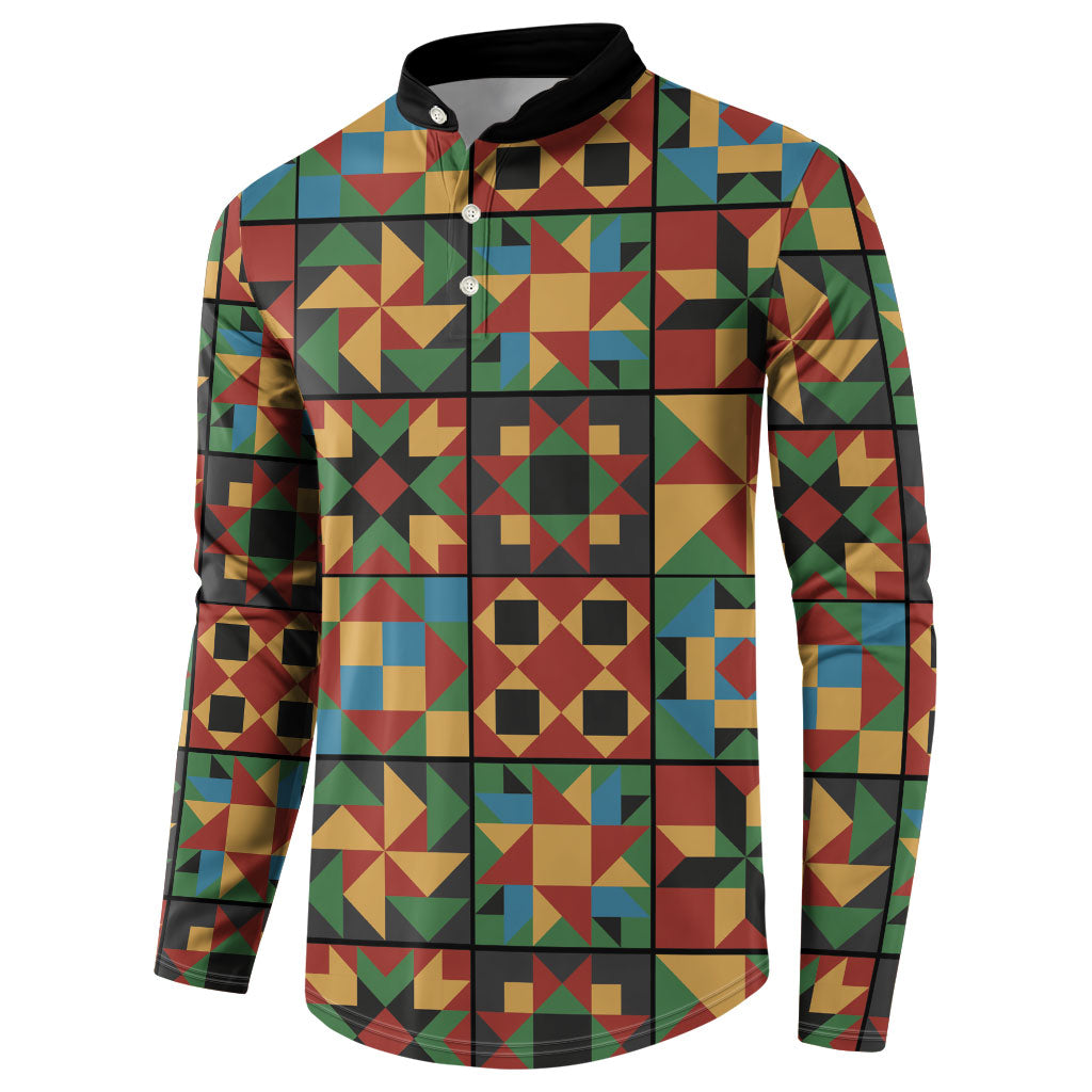 African American Quilt Inspired Button Sweatshirt Freedom Quilt Symbolic Patchwork