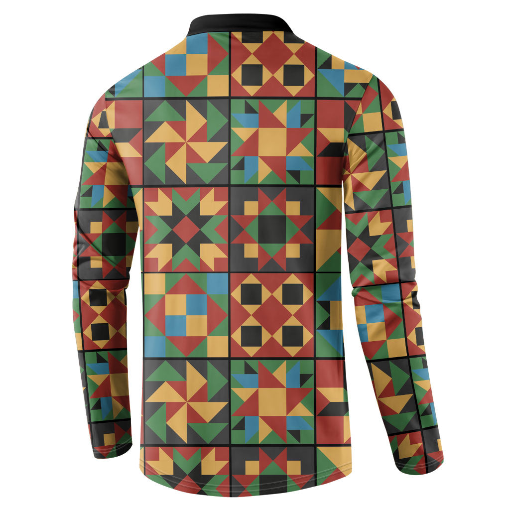African American Quilt Inspired Button Sweatshirt Freedom Quilt Symbolic Patchwork