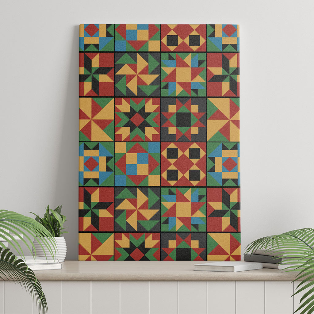 African American Quilt Inspired Canvas Wall Art Freedom Quilt Symbolic Patchwork