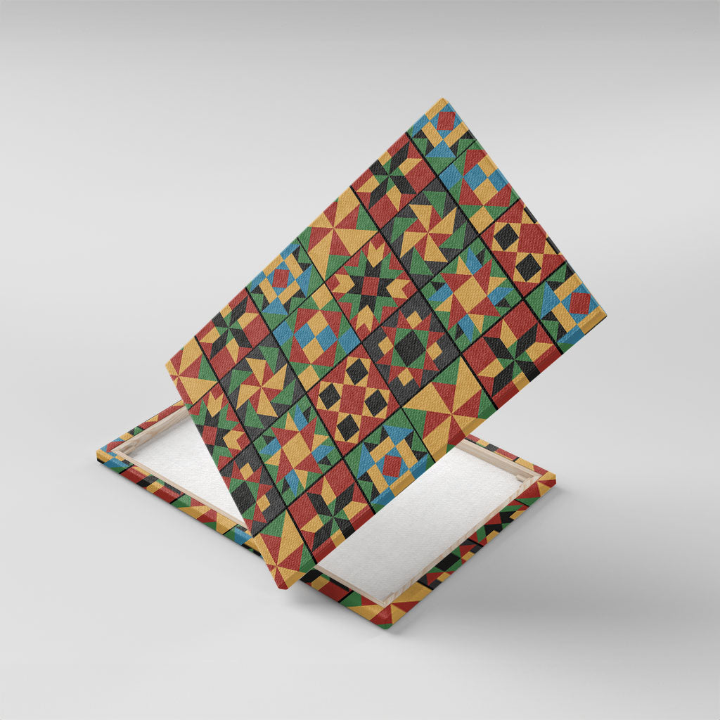 African American Quilt Inspired Canvas Wall Art Freedom Quilt Symbolic Patchwork