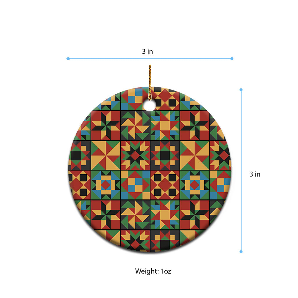 African American Quilt Inspired Ceramic Ornament Freedom Quilt Symbolic Patchwork