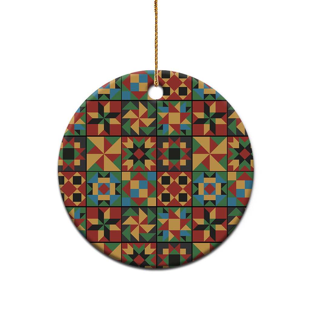 African American Quilt Inspired Ceramic Ornament Freedom Quilt Symbolic Patchwork