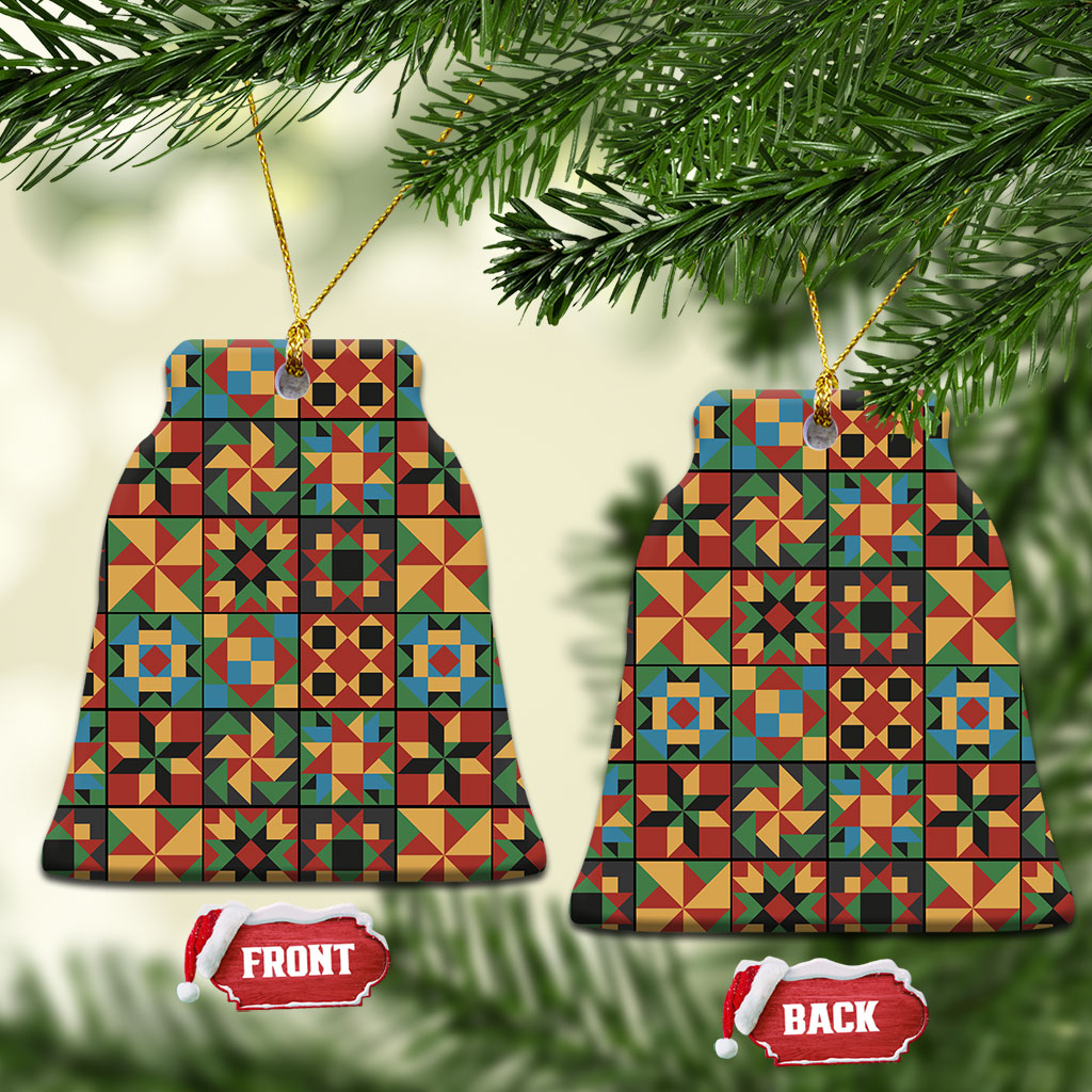 African American Quilt Inspired Ceramic Ornament Freedom Quilt Symbolic Patchwork