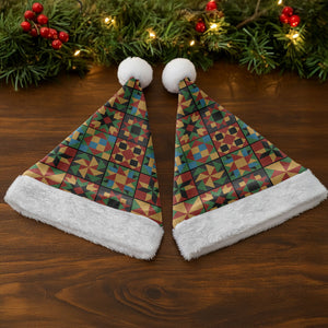African American Quilt Inspired Christmas Santa Hat Freedom Quilt Symbolic Patchwork