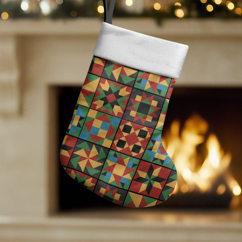 African American Quilt Inspired Christmas Stocking Freedom Quilt Symbolic Patchwork