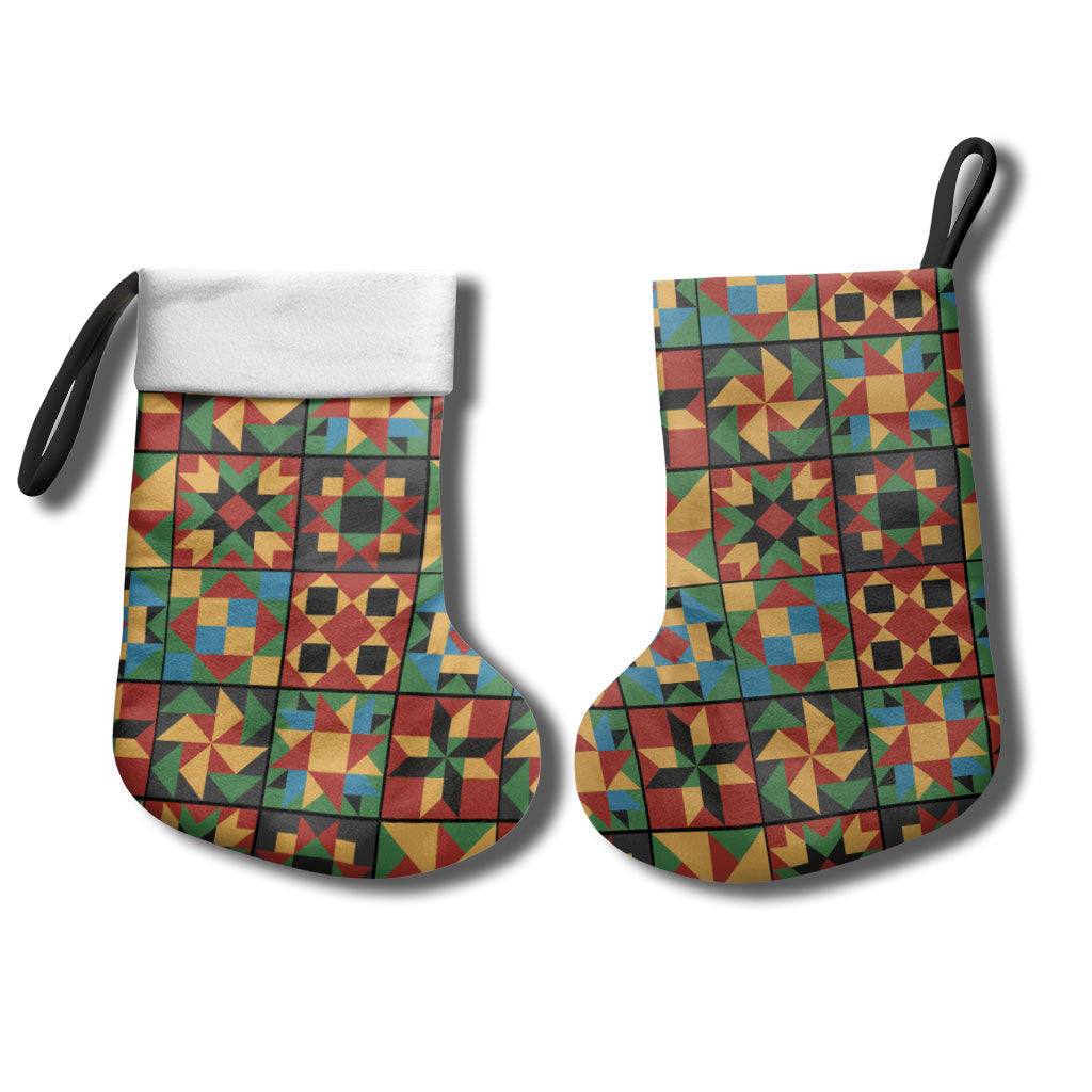 African American Quilt Inspired Christmas Stocking Freedom Quilt Symbolic Patchwork