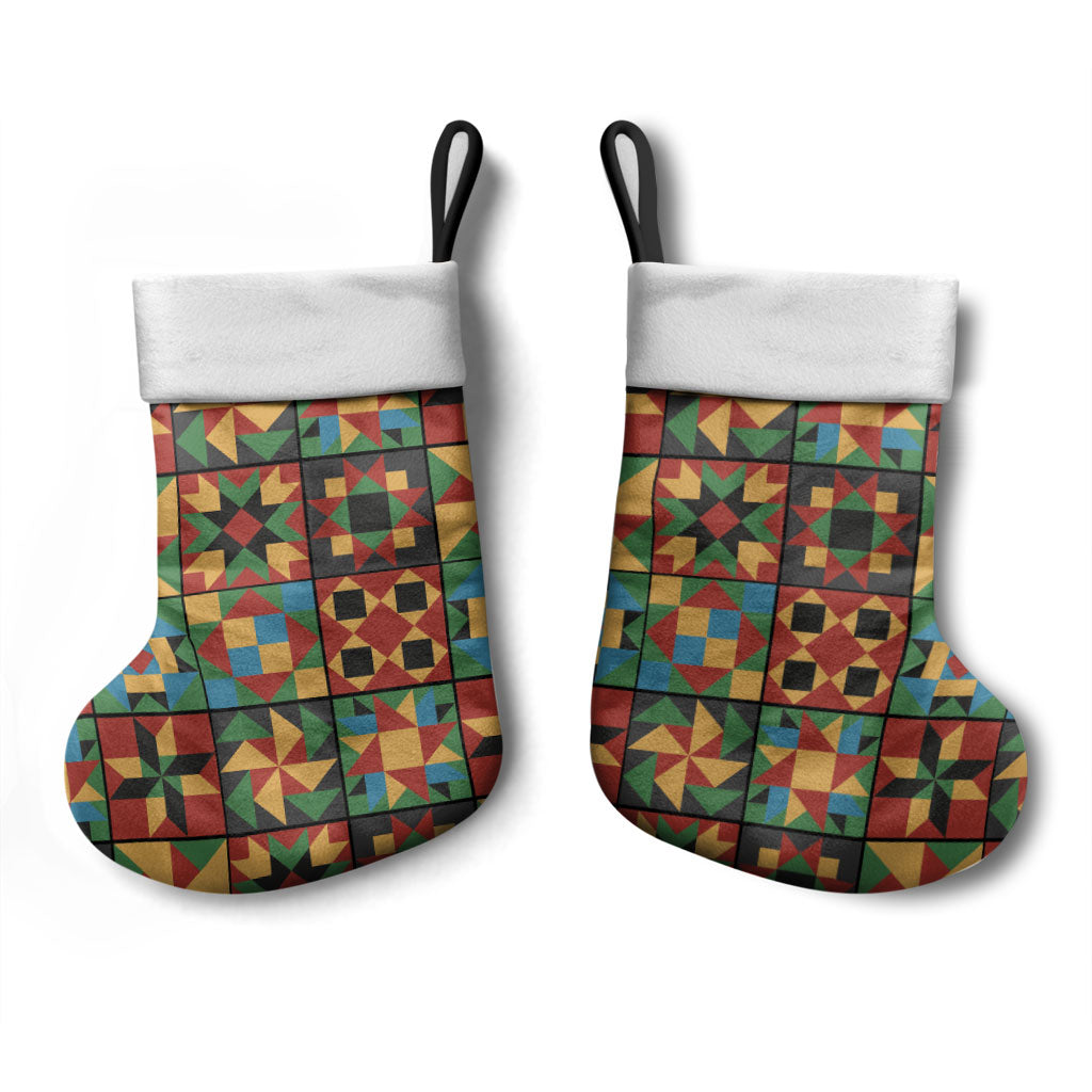 African American Quilt Inspired Christmas Stocking Freedom Quilt Symbolic Patchwork