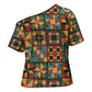 African American Quilt Inspired Cross Shoulder Shirt Freedom Quilt Symbolic Patchwork
