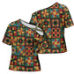 African American Quilt Inspired Cross Shoulder Shirt Freedom Quilt Symbolic Patchwork