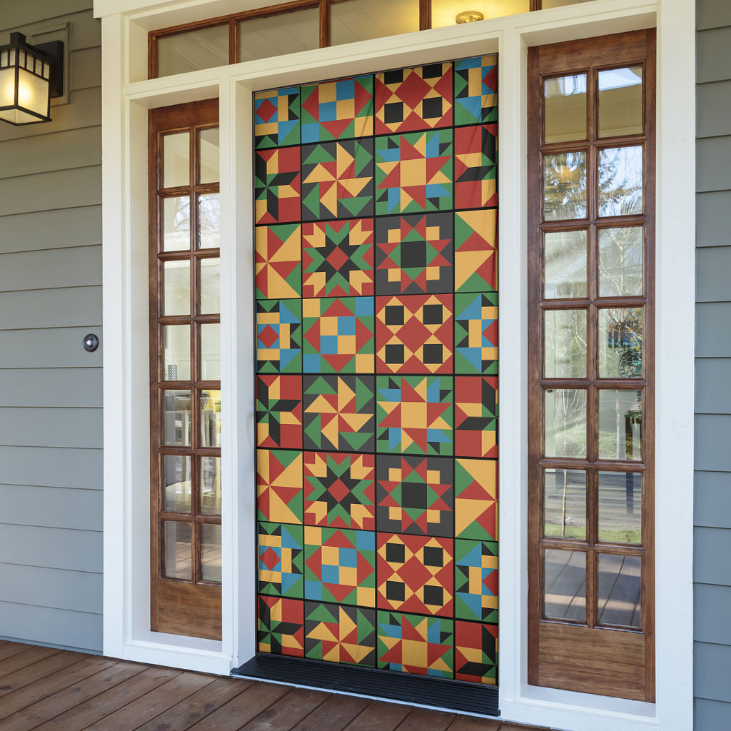 African American Quilt Inspired Door Cover Freedom Quilt Symbolic Patchwork