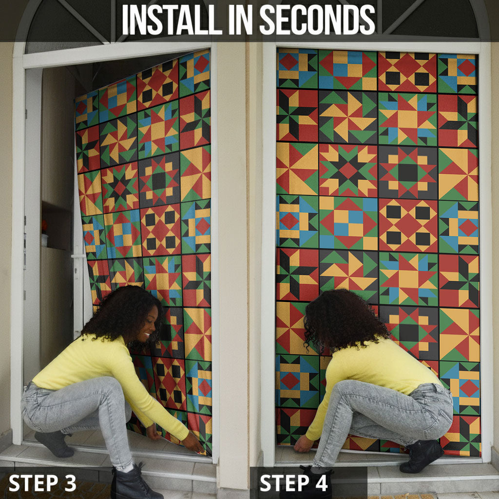 African American Quilt Inspired Door Cover Freedom Quilt Symbolic Patchwork