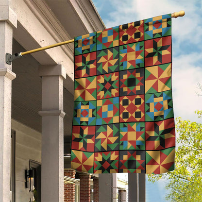 African American Quilt Inspired Garden Flag Freedom Quilt Symbolic Patchwork