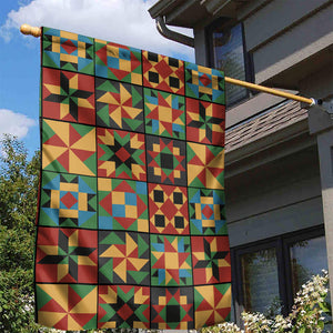African American Quilt Inspired Garden Flag Freedom Quilt Symbolic Patchwork