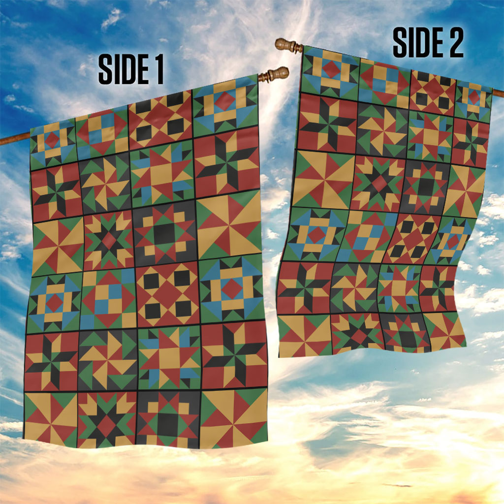 African American Quilt Inspired Garden Flag Freedom Quilt Symbolic Patchwork