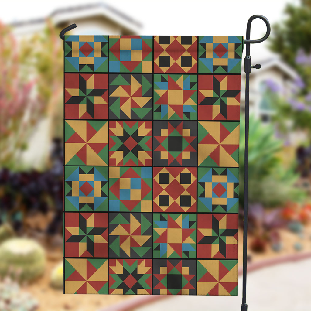 African American Quilt Inspired Garden Flag Freedom Quilt Symbolic Patchwork