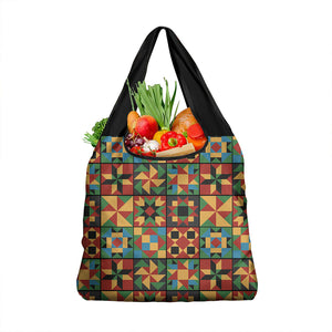 African American Quilt Inspired Grocery Bag Freedom Quilt Symbolic Patchwork
