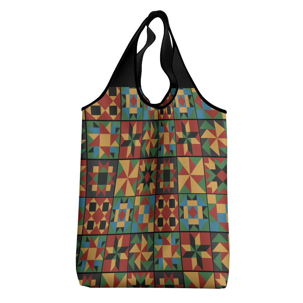 African American Quilt Inspired Grocery Bag Freedom Quilt Symbolic Patchwork