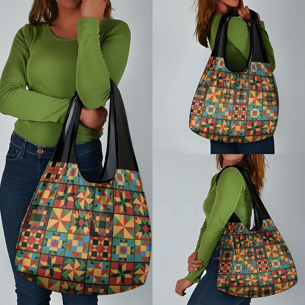 African American Quilt Inspired Grocery Bag Freedom Quilt Symbolic Patchwork