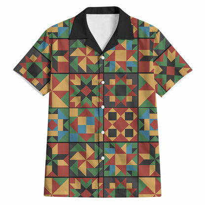 African American Quilt Inspired Hawaiian Shirt Freedom Quilt Symbolic Patchwork