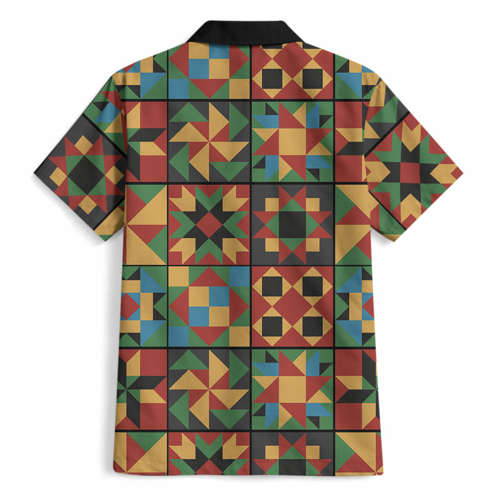 African American Quilt Inspired Hawaiian Shirt Freedom Quilt Symbolic Patchwork