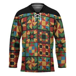 African American Quilt Inspired Hockey Jersey Freedom Quilt Symbolic Patchwork