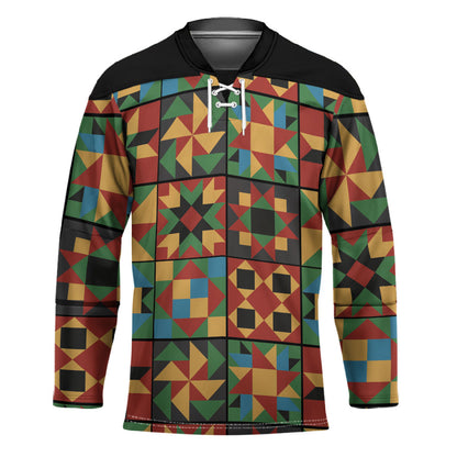 African American Quilt Inspired Hockey Jersey Freedom Quilt Symbolic Patchwork