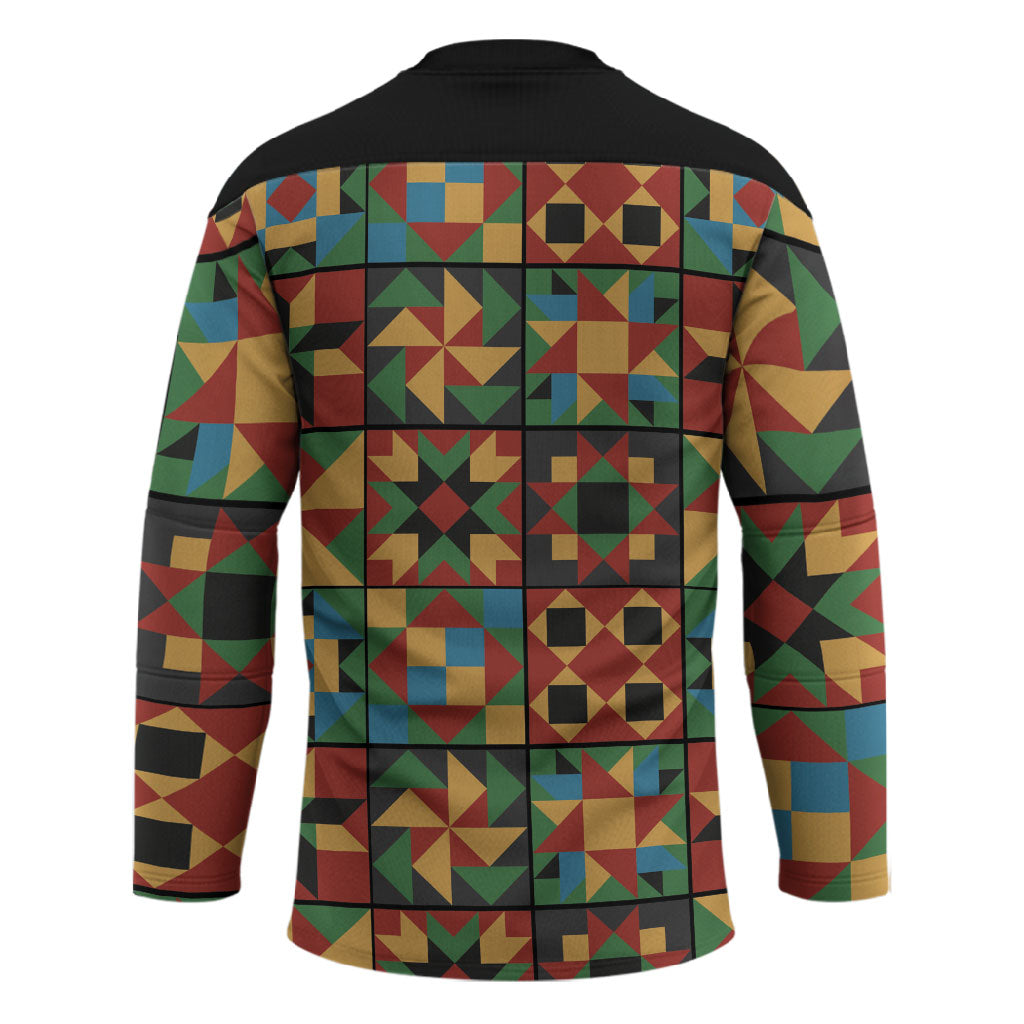 African American Quilt Inspired Hockey Jersey Freedom Quilt Symbolic Patchwork