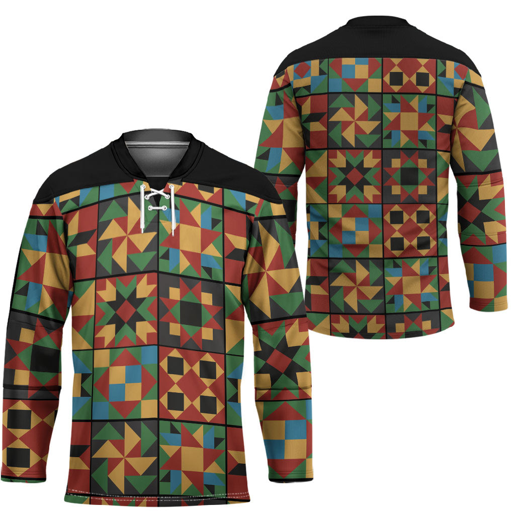 African American Quilt Inspired Hockey Jersey Freedom Quilt Symbolic Patchwork