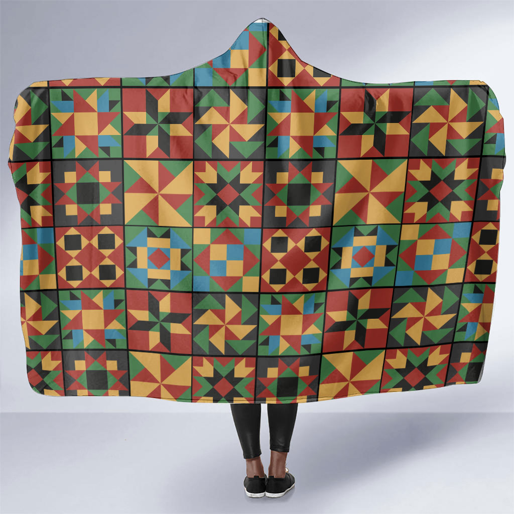 African American Quilt Inspired Hooded Blanket Freedom Quilt Symbolic Patchwork